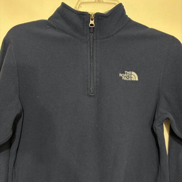 The North Face Boys L 14-16 Navy Blue Fleece 1/2 Zip Pullover Lightweight - Picture 2 of 5